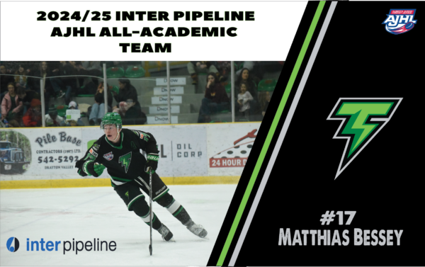 Matthias Bessey selected for 2024/25 Inter Pipeline AJHL All-Academic Team.