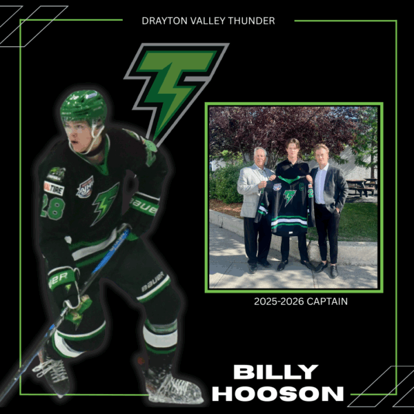 Drayton Valley Thunder Announce Billy Hooson as Team Captain